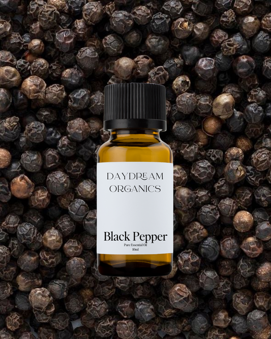 Our uncertified organic Black Pepper essential oil is steam distilled from the sun-dried black peppercorn fruit. Black Pepper essential oil is energizing and warming with subtle floral and fruity notes.
