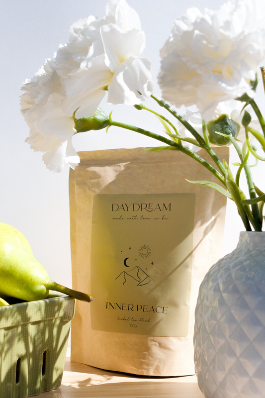 Our Inner Peace herbal tea blend is a natural remedy for stress and anxiety. Made with a blend of herbs known to calm the nervous system, this tea blend is sure to help you unwind and find some inner peace.