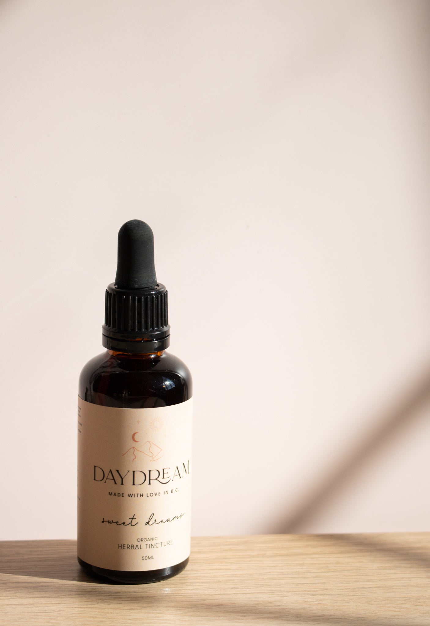 Our Sweet Dreams herbal tincture is blend of Valerian, Lemon Balm and Hops and has been formulated to help you drift off to sleep with ease by relieving difficulty falling asleep, nervous tension and feelings of restlessness.