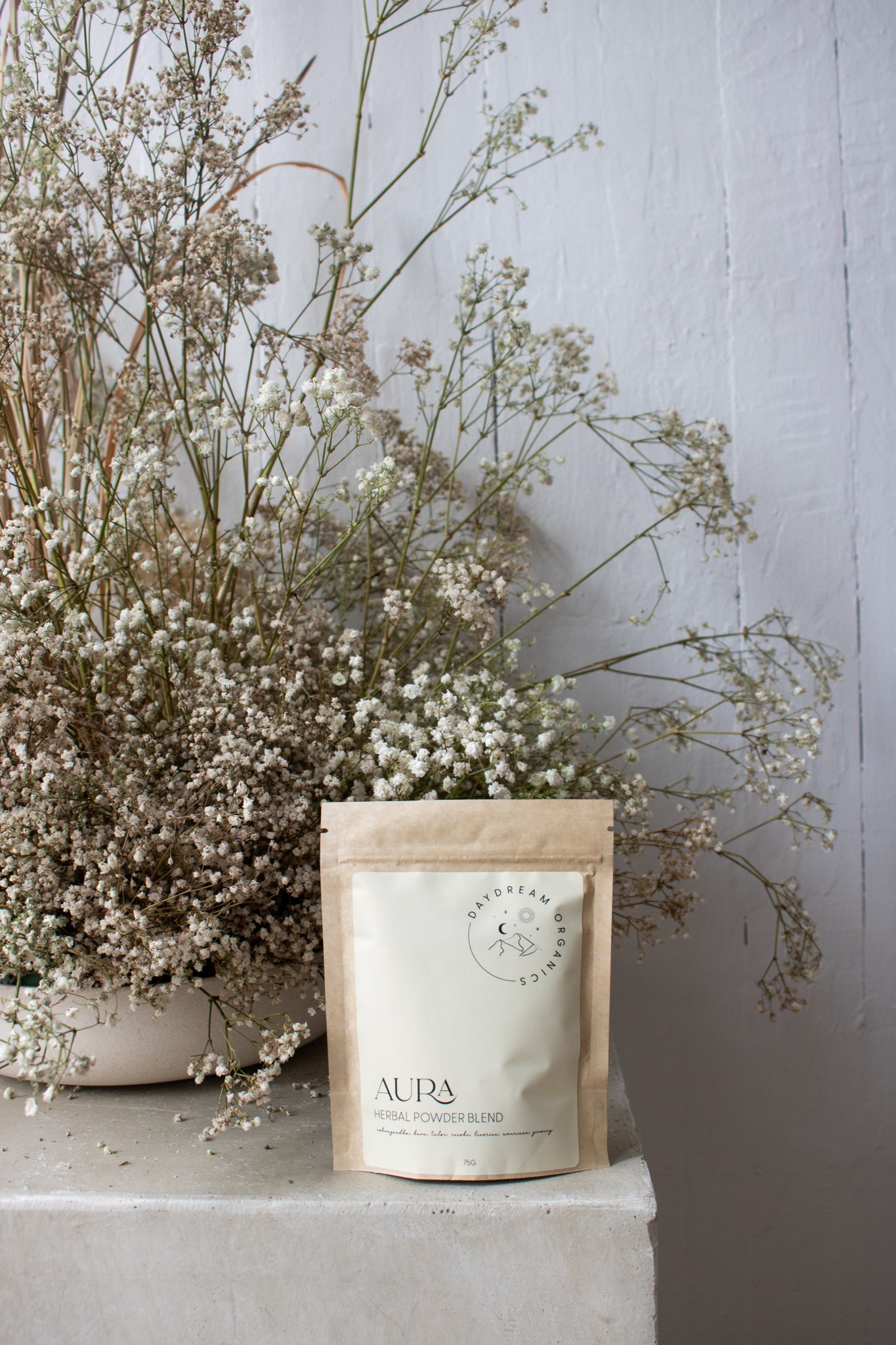 Our Aura Herbal Powder blend has been mindfully created to nurture a positive mood and promote a sense of tranquility in the mind and body.
This blends of herbs offers a gentle way to support emotional well-being and manage everyday stressors. With its soothing properties, Aura can be seamlessly incorporated into your daily routine, helping you to find a sense of balance and enhance your overall aura. 