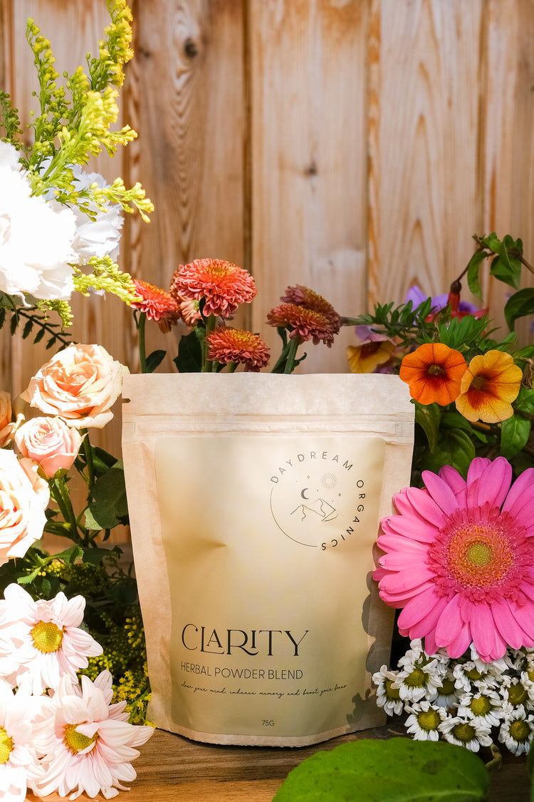 Our Clarity Herbal Powder Blend has been formulated using brain powdering herbs & mushrooms such as Lion's Mane to help promote mental clarity, focus, concentration and memory. 