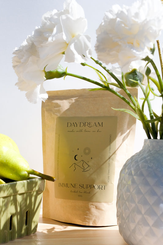Our Immune Support herbal tea blend has been formulated to stimulate and strengthen the immune system to help fight off colds, flus and other infections.
