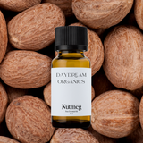 Our uncertified organic Nutmeg essential oil offers a light, fresh, warm, sweet and spicy, highly aromatic aroma.

Emotionally and energetically, Nutmeg is deeply relaxing and can help to improve the mood. Nutmeg is also stimulating and invigorating.