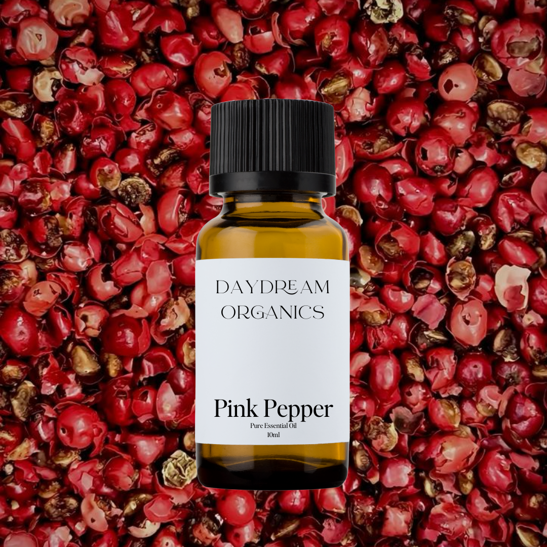 Our uncertified organic Pink Peppercorn essential oil offers a bright peppercorn aroma with undertones of floral, wood and mild smokiness.