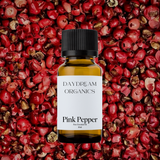 Our uncertified organic Pink Peppercorn essential oil offers a bright peppercorn aroma with undertones of floral, wood and mild smokiness.