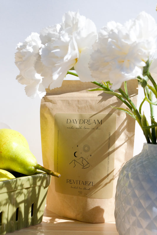 Our organic Revitalize herbal tea blend has been formulated to support the liver and promotes gentle detoxification of toxins and waste from the body.