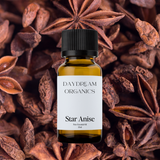 Our uncertified organic Star Anise essential oil offers a spicy, sweet, warm, licorice-like, balsamic and woodsy aroma. 

Emotionally and energetically, Star Anise is uplifting, comforting, and strengthening. Star Anise is know to comfort in times of fear and overwhelm, as well as to provide mental clarity and inner strength. 