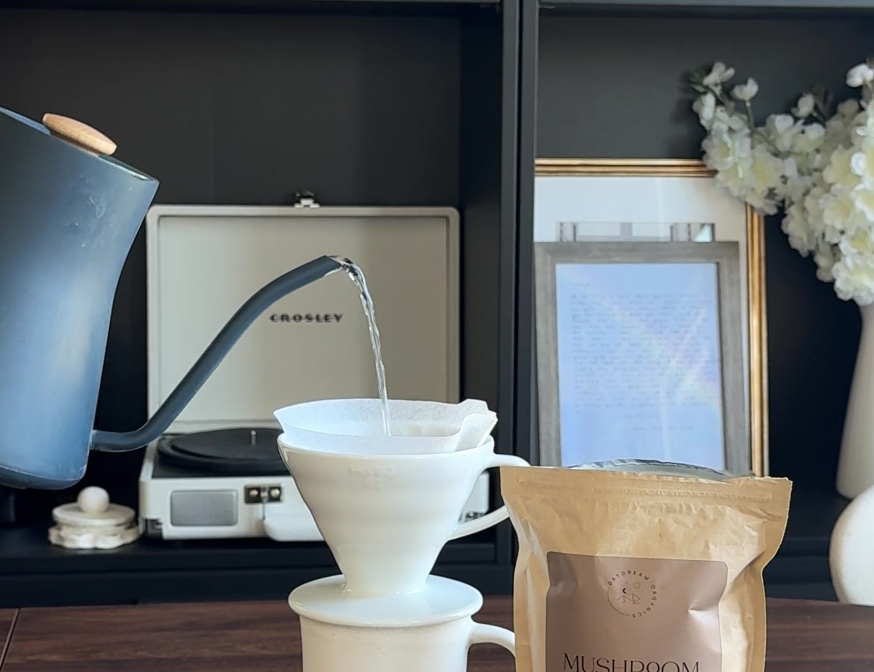 Our Mushroom Coffee is a herbalist-formulated blend of organic coffee from Smoking Gun Coffee Roasters in Chilliwack, BC and Chaga, Reishi and Lion's Mane Mushroom fruiting bodies.