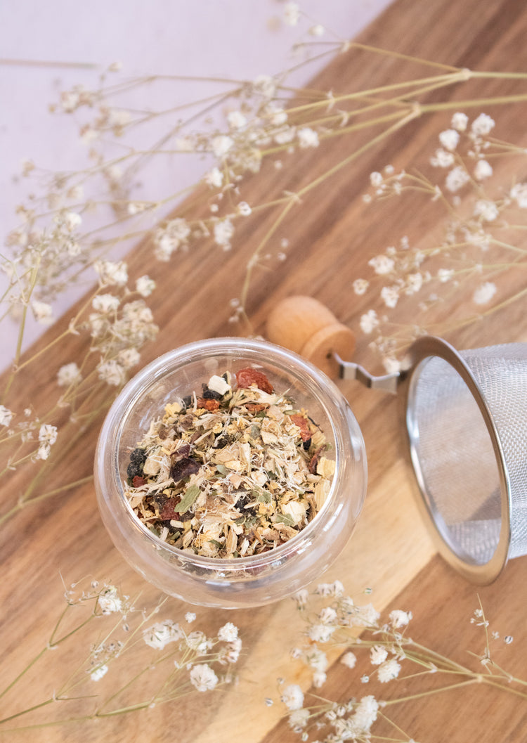 Our Immune Support herbal tea blend has been formulated to stimulate and strengthen the immune system to help fight off colds, flus and other infections.   